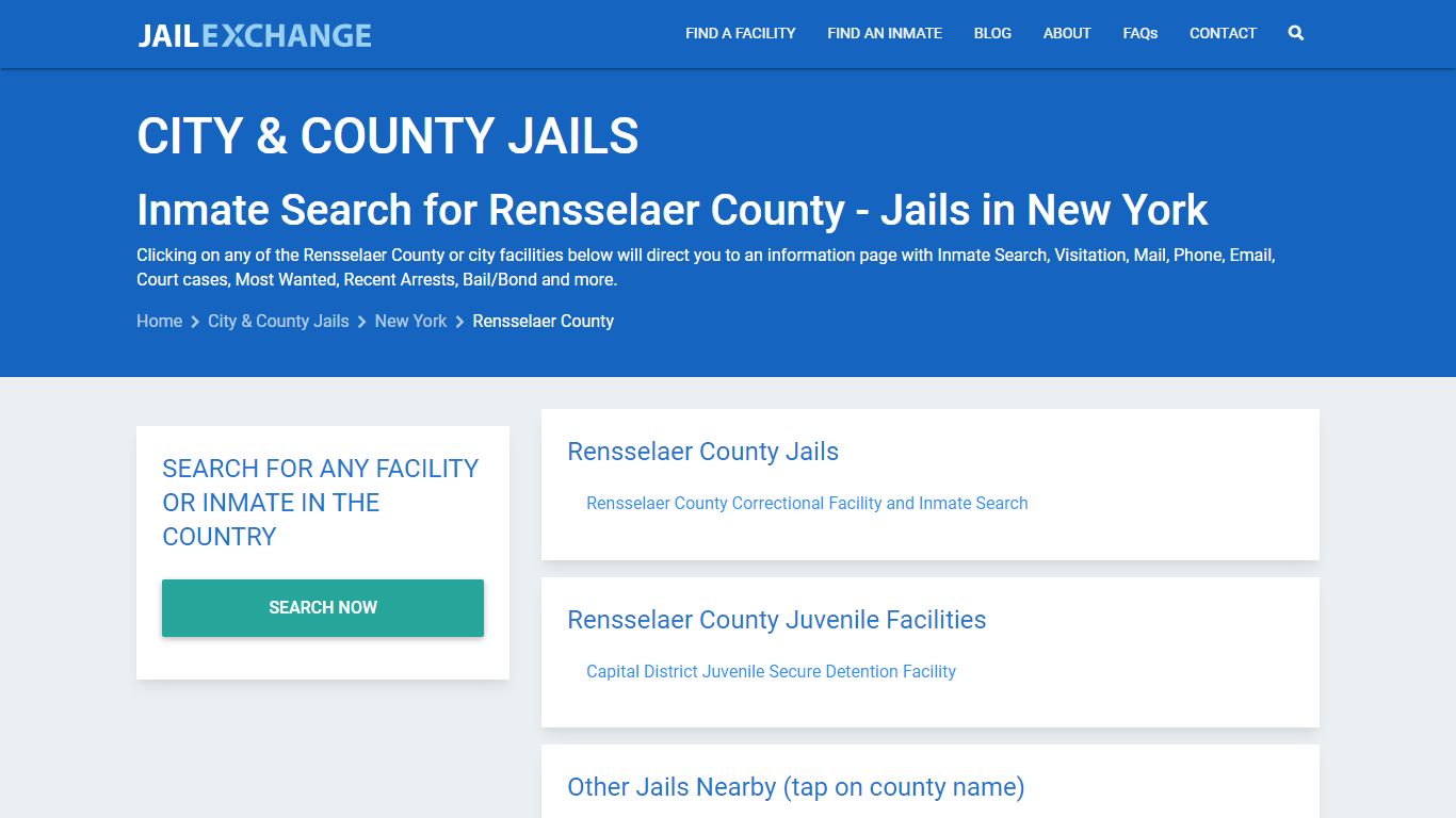 Inmate Search for Rensselaer County | Jails in New York - Jail Exchange